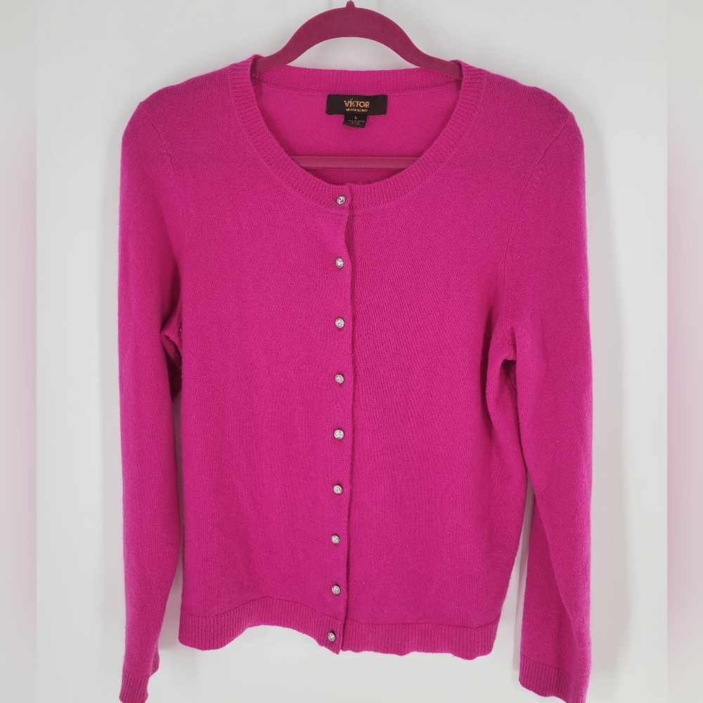 Victor Alfaro 100% Cashmere Pink Cardigan Size L